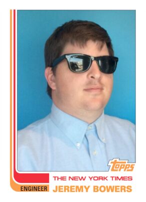 Picture of Jeremy Bowers styled as a Topps baseball card