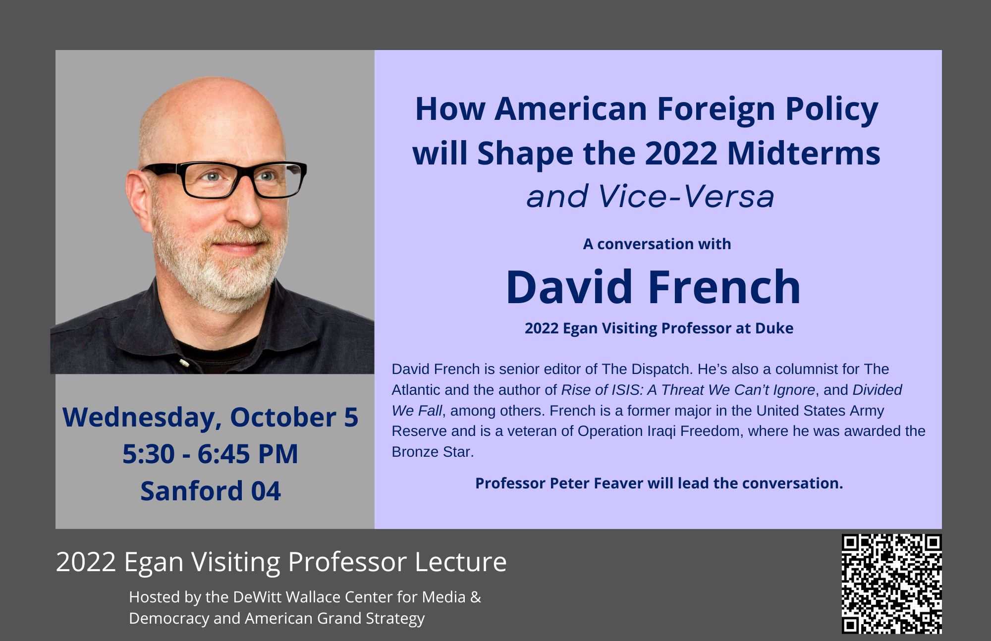 David French event flyer